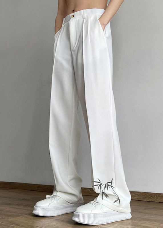 Boutique Black Pockets Print Ice Silk Pants Long Summer
