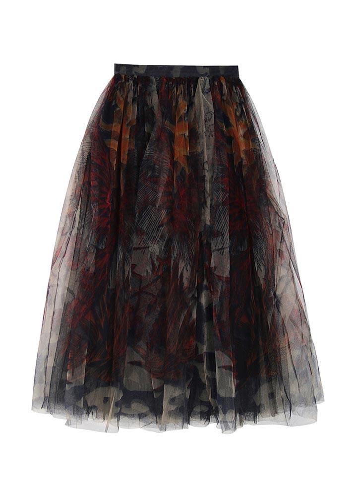 Boutique Black Print Asymmetrical Design Tiered Skirt Summer