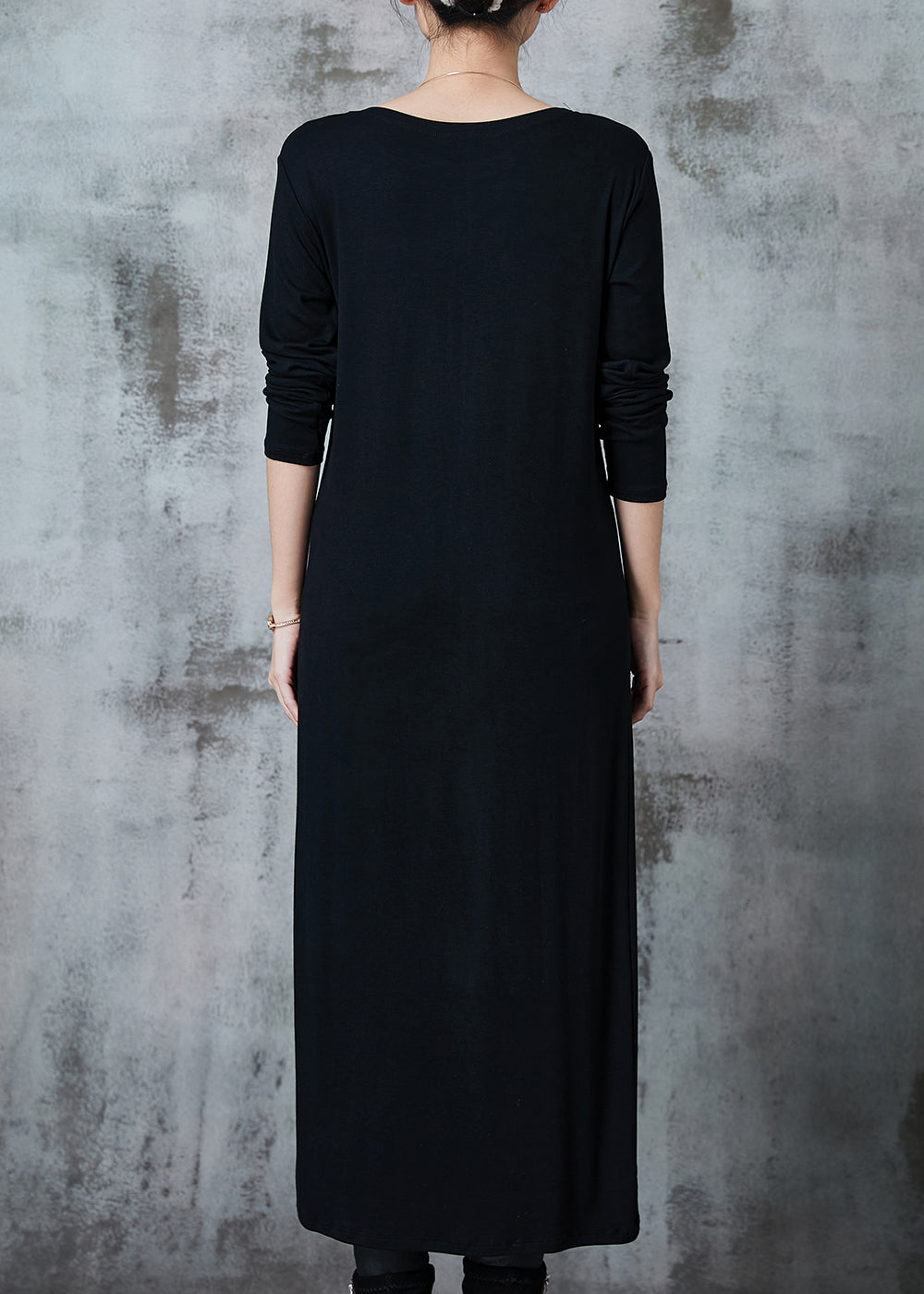 Boutique Black Silm Fit Side Open Cotton Dresses Spring