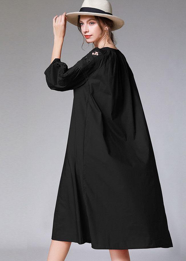 Boutique Black Three Quarter Sleeve Patchwork Spring Party Dresses