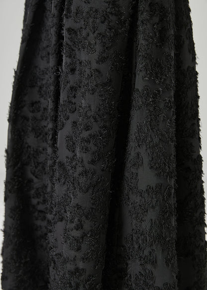 Boutique Black Tie Waist Cotton a Line Skirt Fall