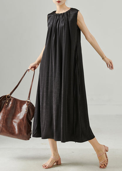 Boutique Black Wear on Both Sides Silk Dress Sleeveless