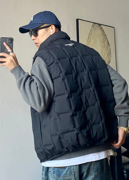 Boutique Black Zip Up Duck Down Vests Winter