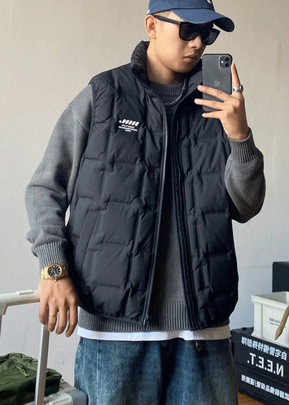Boutique Black Zip Up Duck Down Vests Winter