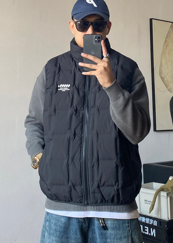 Boutique Black Zip Up Duck Down Vests Winter