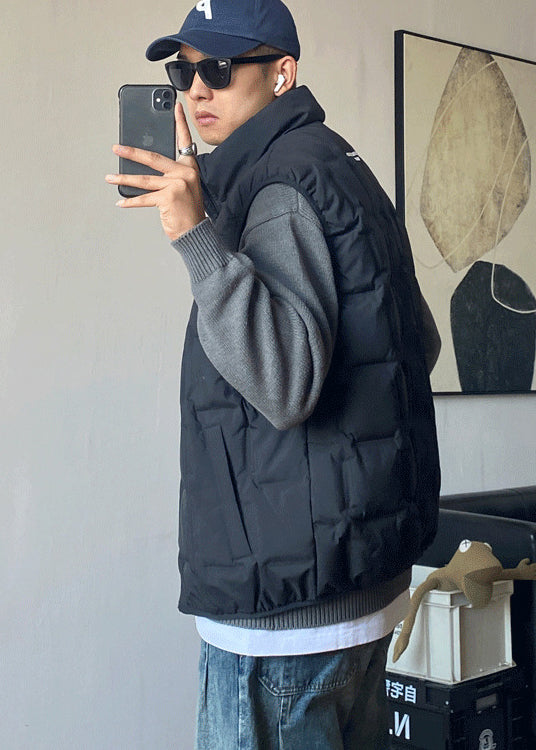 Boutique Black Zip Up Duck Down Vests Winter