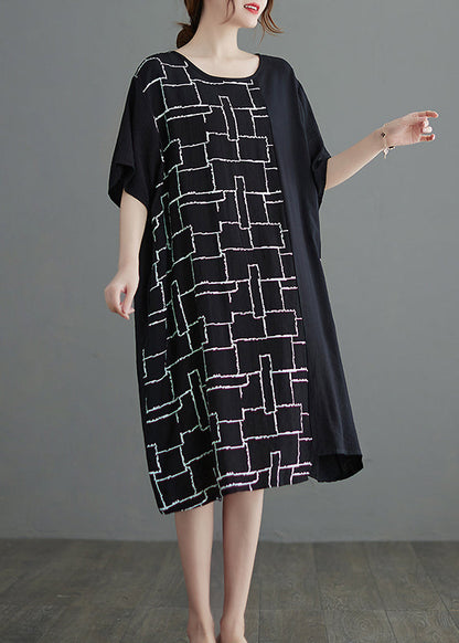 Boutique Black Asymmetrical Design Dress Short Sleeve