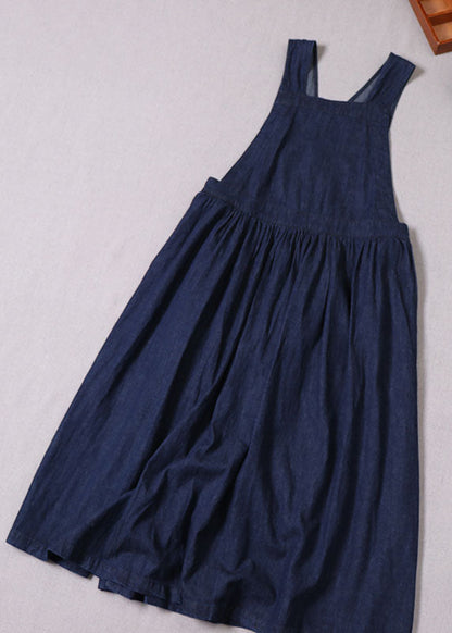 Boutique Blue Cinched Pockets Denim Mini Dresses Spring
