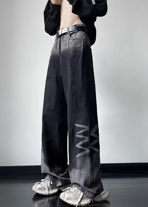 Boutique Blue Gradient Pockets Denim Straight Pants Fall