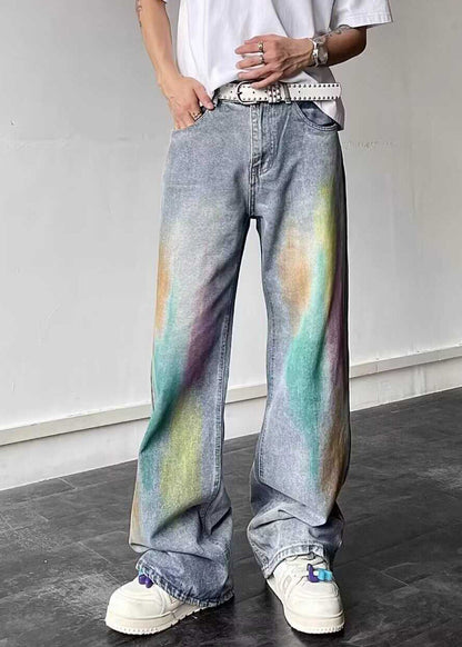 Boutique Blue Graffiti Denim Pants Clothing Fall