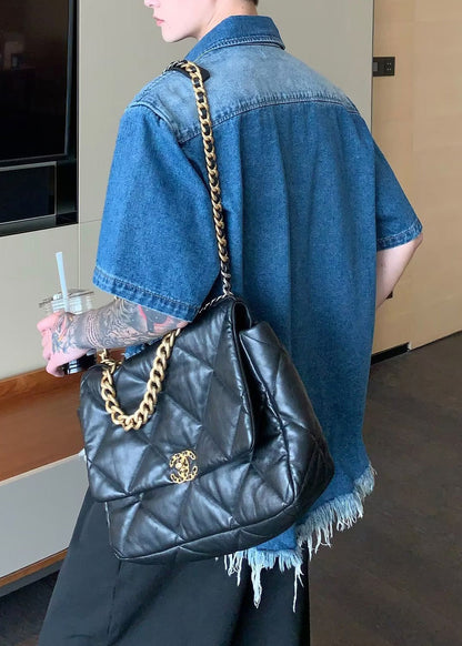 Boutique Blue Tasseled Patchwork Denim Shirts Summer