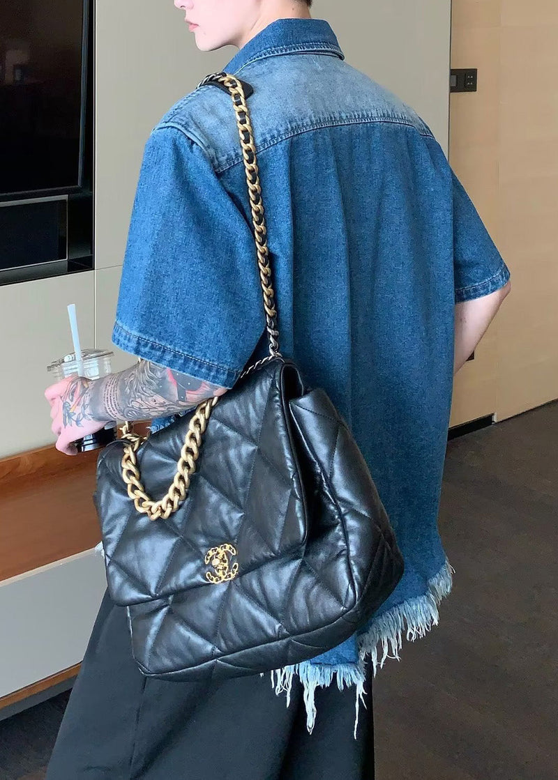 Boutique Blue Tasseled Patchwork Denim Shirts Summer