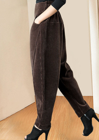 Boutique Chocolate High Waist Pockets Winter Pants
