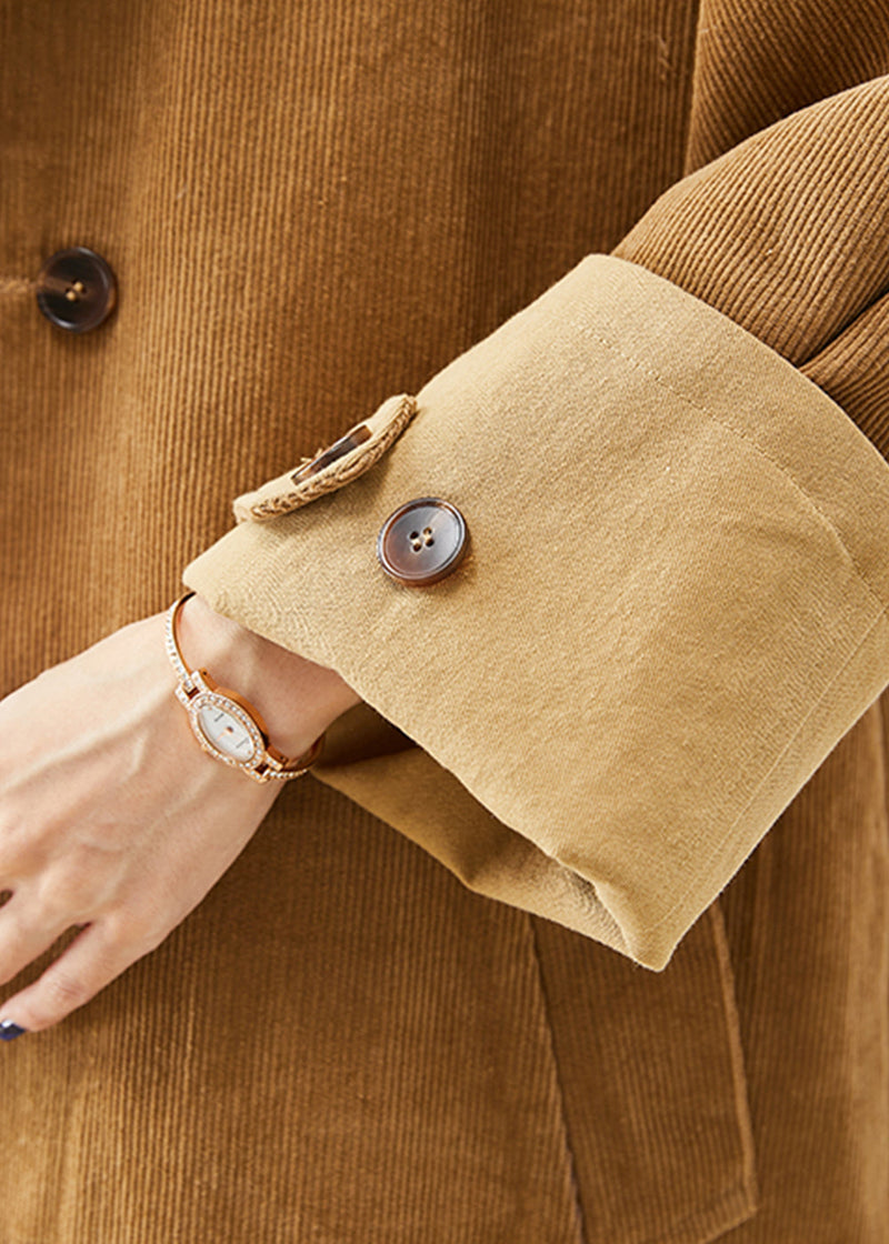 Boutique Coffee Oversized Wear on Both Sides Corduroy Trench Coat Fall
