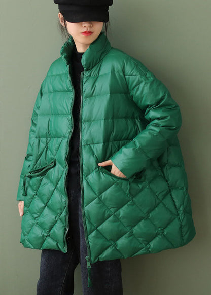 Boutique Chocolate Zippered Pockets Loose Winter Down Coat