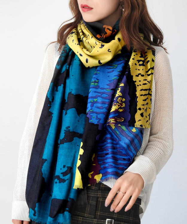Boutique Colorblock Print Versatile Woolen Scarf