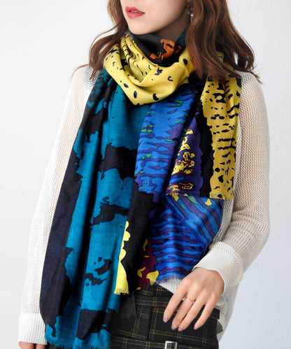 Boutique Colorblock Print Versatile Woolen Scarf