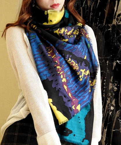 Boutique Colorblock Print Versatile Woolen Scarf