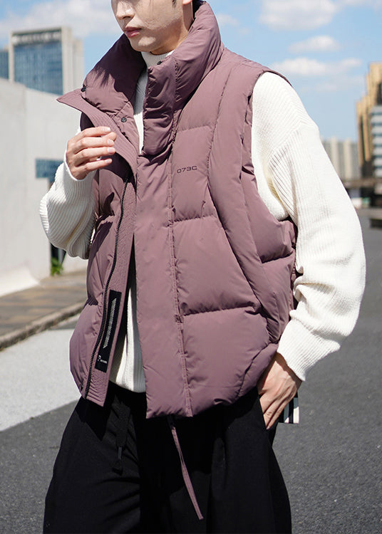 Boutique Dull Purple Zip Up Warm Duck Down Vests Winter