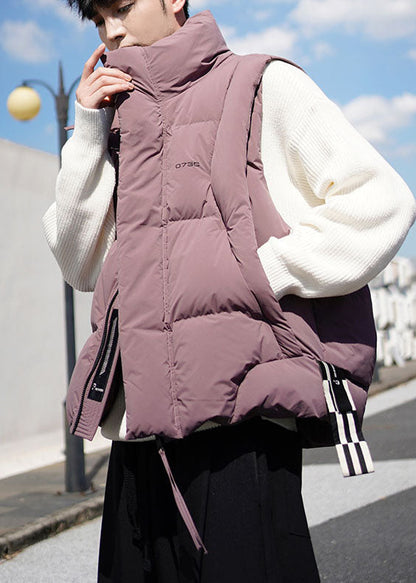 Boutique Dull Purple Zip Up Warm Duck Down Vests Winter