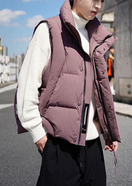 Boutique Dull Purple Zip Up Warm Duck Down Vests Winter