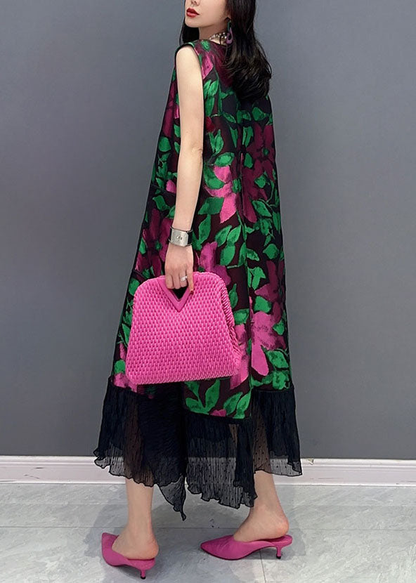 Boutique V Neck Patchwork Chiffon Dress Sleeveless