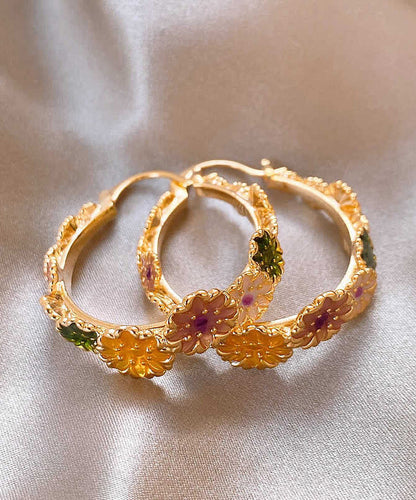 Boutique Gold Sterling Silver Alloy Hoop Earrings