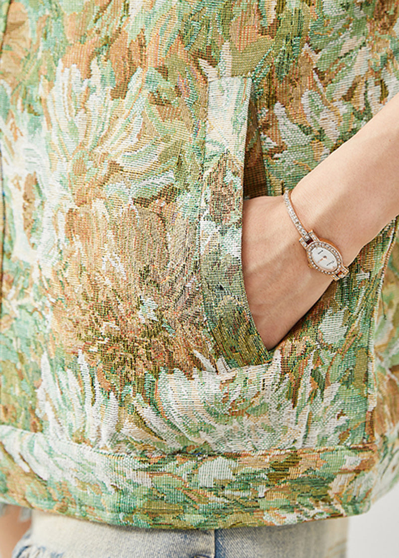 Boutique Green Oversized Painting Denim Coat Fall