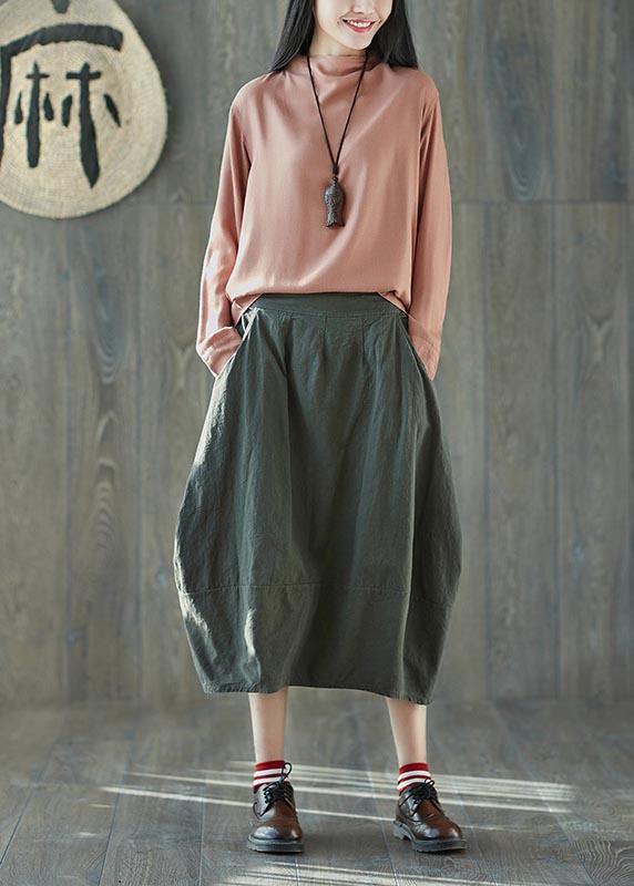 Boutique White Bamboo Pockets Lantern Cotton Linen Summer Skirt