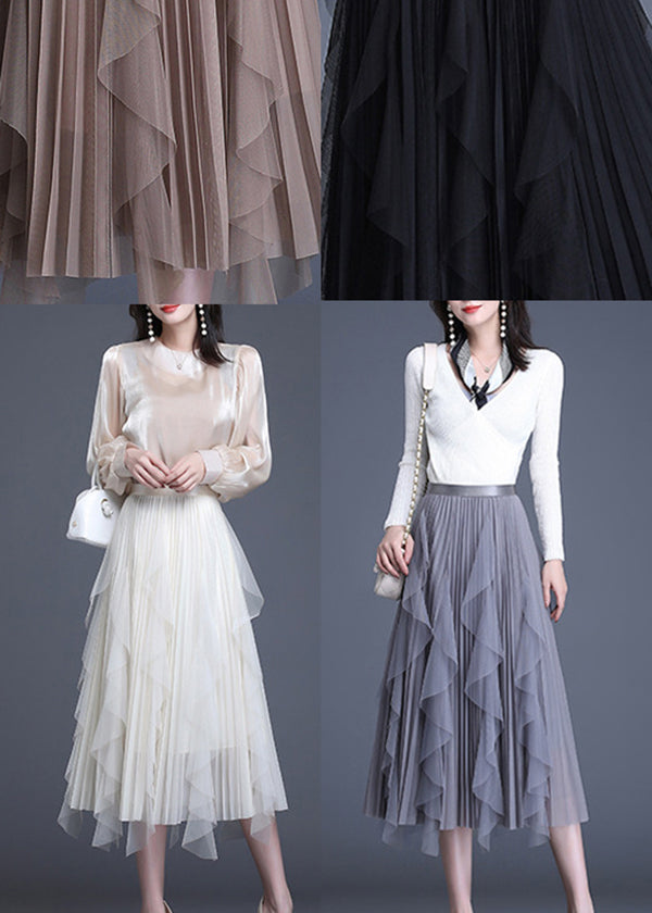 Boutique Grey Patchwork Design Asymmetrical Fall Skirts