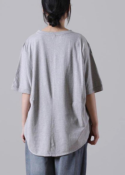 Boutique Grey Side Open Cotton Tops Summer