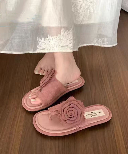 Boutique Khaki Splicing Suede Flip Flops