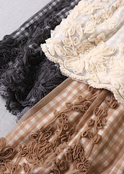 Boutique Khaki Plaid Tulle Patchwork Fall Skirts