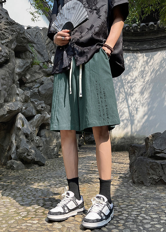 Boutique Khaki Pockets Elastic Waist Ice Silk Shorts Summer