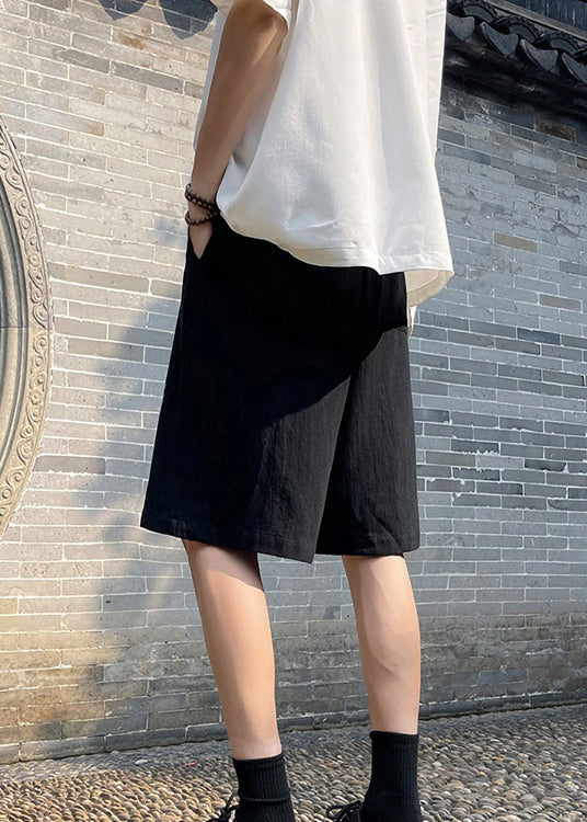 Boutique Khaki Pockets Elastic Waist Ice Silk Shorts Summer