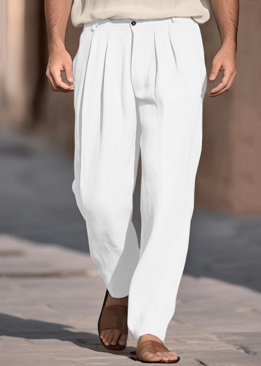 Boutique Khaki Wrinkled High Waist Cotton Pants Summer