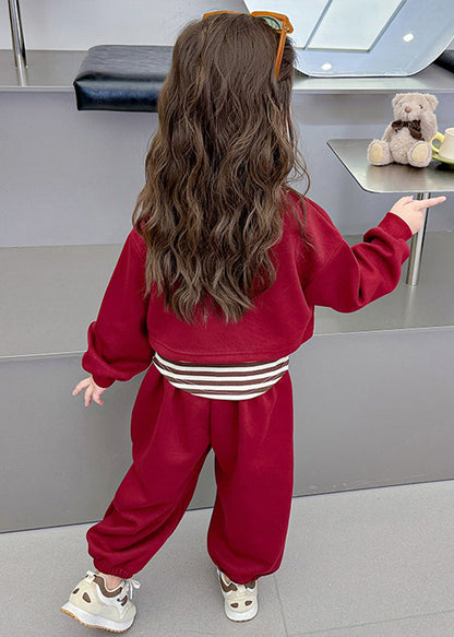 Boutique Mulberry O-neck Print Sweatshirt and Pants Two Piece Set Spring