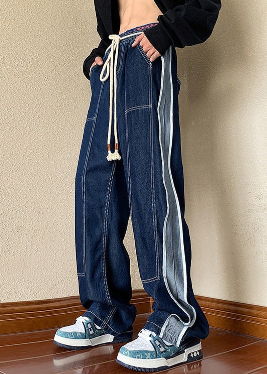 Boutique Navy Oversized Patchwork Denim Pants Apparel Spring