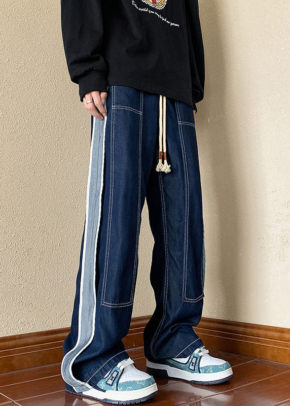 Boutique Navy Oversized Patchwork Denim Pants Apparel Spring