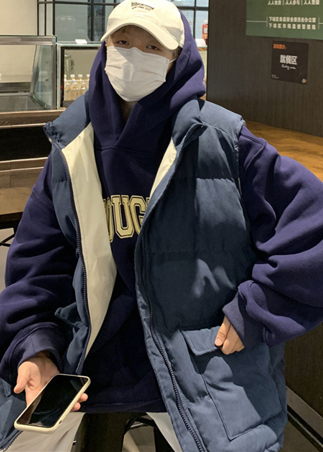Boutique Navy Oversized Pockets Fine Cotton Filled Parkas Winter
