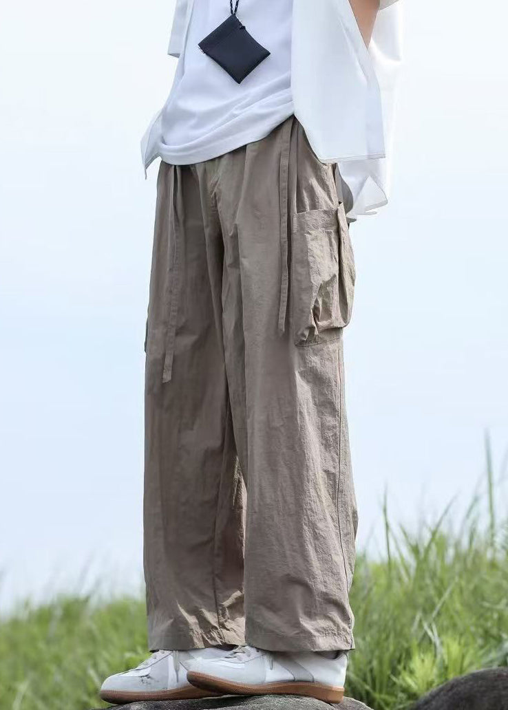 Boutique Navy Pockets Lace Up Cotton Pants Summer