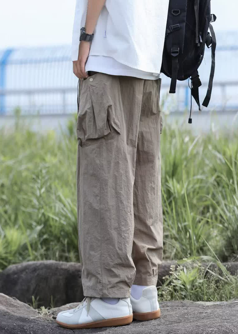 Boutique Navy Pockets Lace Up Cotton Pants Summer