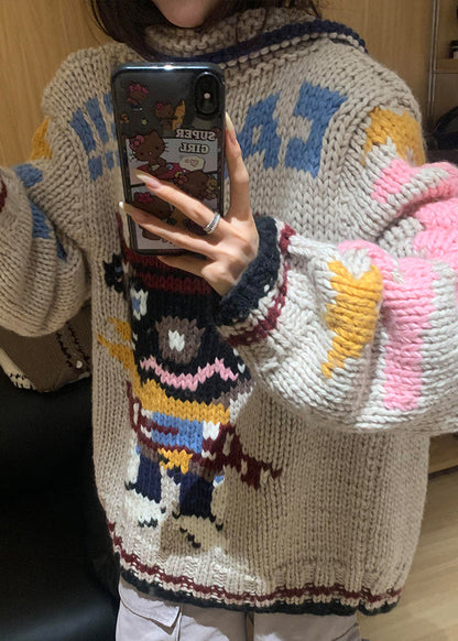 Boutique O Neck Jacquard Knit Pullover Spring