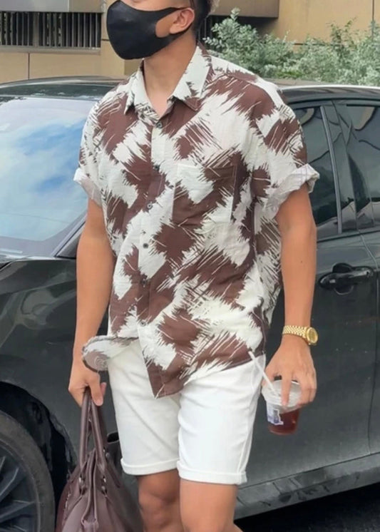 Boutique Peter Pan Collar Print Hawaiian Shirts Shirt Summer