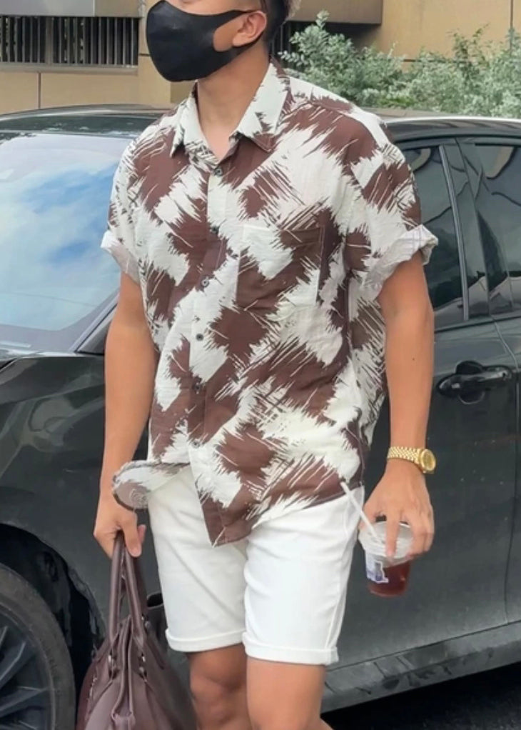 Boutique Peter Pan Collar Print Hawaiian Shirts Shirt Summer