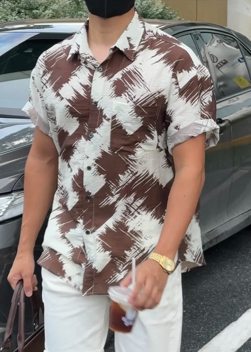 Boutique Peter Pan Collar Print Hawaiian Shirts Shirt Summer