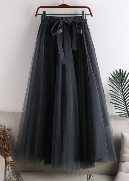 Boutique Pink Black Colour Bow Patchwork Elastic Waist Tulle a Line Skirt Summer
