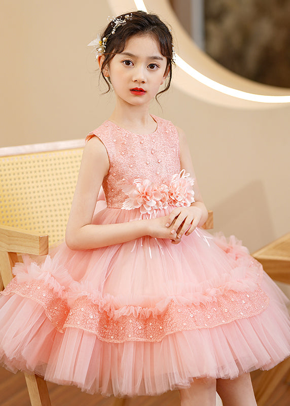 Boutique Pink Nail Bead Tulle Baby Maxi Dress Summer