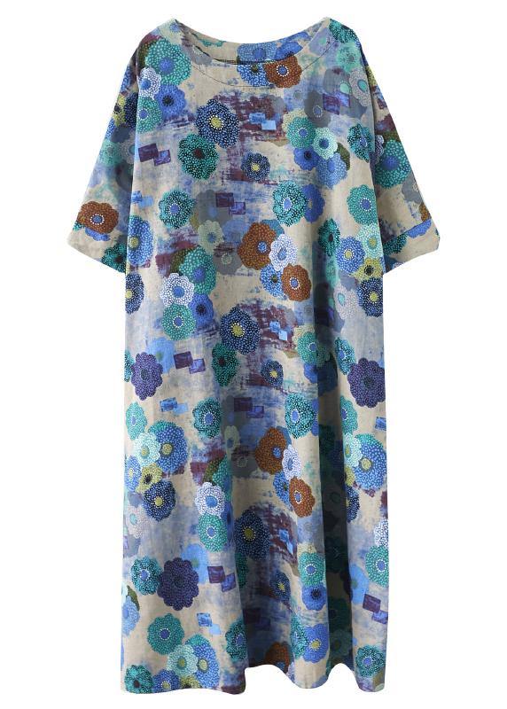 Boutique Print Batwing Sleeve Pocket Summer Cotton Dress