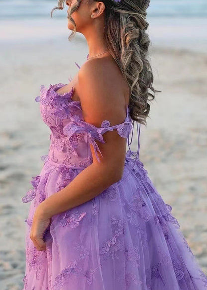 Boutique Purple Butterfly Wrinkled Patchwork Long Dresses Summer